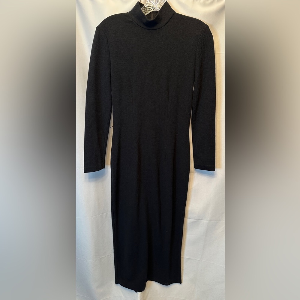 Vintage‎ Mixit Size 6 Long Knit Dress Black Zip Back Long Sleeve Made In USA